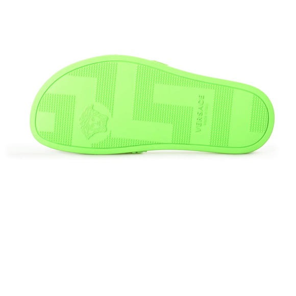 New Versace Women's Green Neon Medusa Head Embossed Slippers - Picture 8 of 11